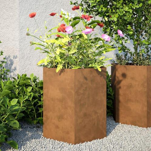 vidaXL Plantenbak zeshoek 46x40x45 cm weervast staal, Tuin en Terras, Bloembakken en Plantenbakken, Nieuw, Metaal, Verzenden