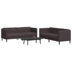 vidaXL 2-delige Loungeset stof donkerbruin, Huis en Inrichting, Banken | Bankstellen, Verzenden, Nieuw, Vierpersoons of meer, Stof
