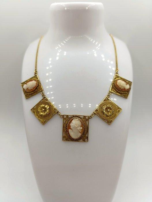 Zonder minimumprijs - Halsketting Camee carneool, Verguld, Sieraden, Tassen en Uiterlijk, Kettingen
