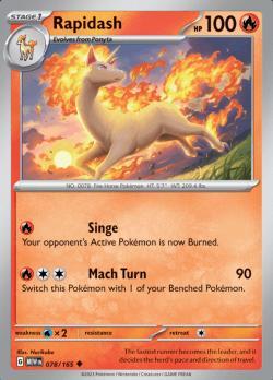 Rapidash 078/165 reverse holo pokemon 151, Hobby en Vrije tijd, Verzamelkaartspellen | Pokémon, Losse kaart, Nieuw, Foil, Ophalen of Verzenden