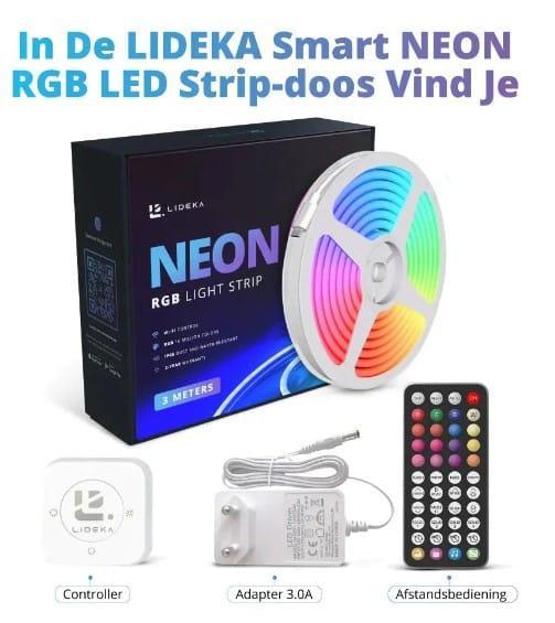 Lideka® - RGB Neon LED Strip 3m Dream Color met App Control, Huis en Inrichting, Lampen | Overige, Zo goed als nieuw, Ophalen of Verzenden