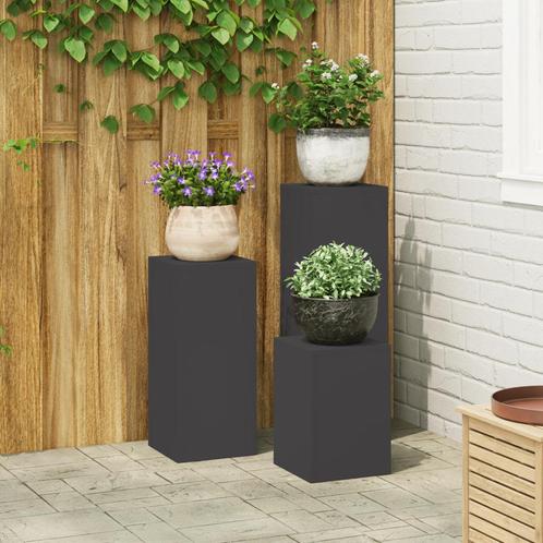 vidaXL Buitenplantenstandaards 3 stuks Zwart Staal, Tuin en Terras, Overige Tuin en Terras, Nieuw, Verzenden