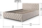 2dekans | Gestoffeerd Bed Nizza - 180 x 200 cm - Grijs - LED, Huis en Inrichting, Ophalen of Verzenden, Zo goed als nieuw