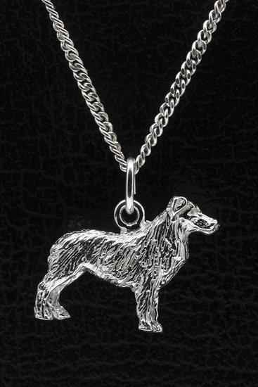 Zilveren Australische shepherd ketting hanger - groot, Sieraden, Tassen en Uiterlijk, Kettinghangers, Verzenden