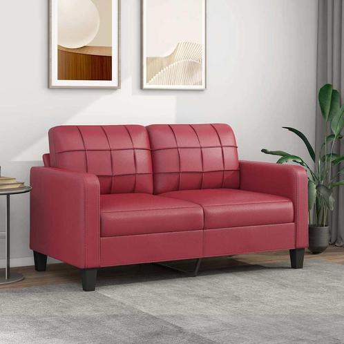 vidaXL Tweezitsbank 140 cm kunstleer wijnrood, Huis en Inrichting, Banken | Bankstellen, Nieuw, 150 tot 200 cm, Leer, Tweepersoons
