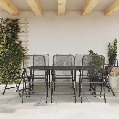 vidaXL 9-delige Tuinset metaalgaas antracietkleurig, Tuin en Terras, Tuinsets en Loungesets, Tuinset, Nieuw, 8 zitplaatsen, Overige materialen