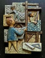 Industrial Tegel - Bouwplaats met architect en bouwvakkers -, Antiek en Kunst