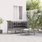 vidaXL Tuinhoekbanken met kussens 2 st poly rattan grijs, Verzenden, Nieuw, Rotan