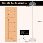 2dekans | Coast Vloerlamp 146 cm Grijs-Wit met Kap en, Huis en Inrichting, Lampen | Vloerlampen, Ophalen of Verzenden, Zo goed als nieuw