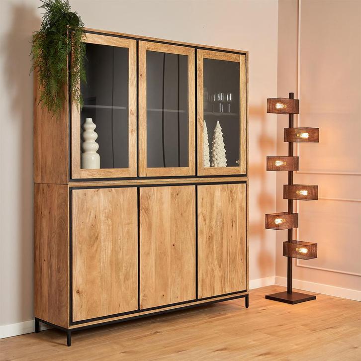 *WOONWINKEL* Starfurn RichWood Grote Vitrine Buffetkast Mang, Huis en Inrichting, Kasten | Wandmeubels, Nieuw, Verzenden
