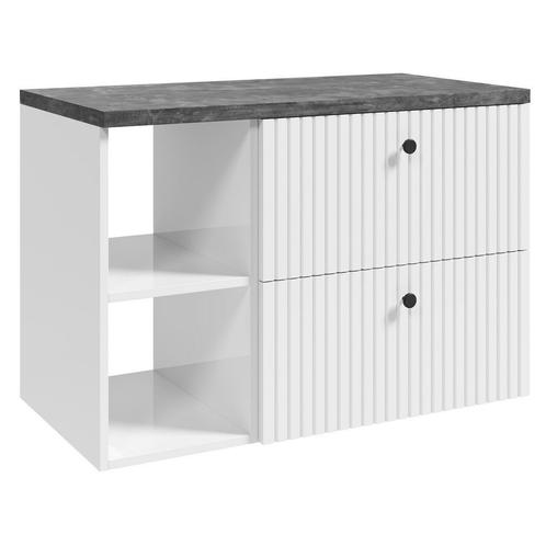 Badplaats Wastafelkast Saros 90 cm - Wit -met Opbergvak, Huis en Inrichting, Badkamer | Badkamermeubels, Nieuw, Wastafelkast, Verzenden