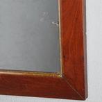 Rechthoekige Biedermeier spiegel bloemmahonie en vergulde bi, Antiek en Kunst, Ophalen of Verzenden