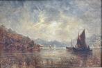 Europese school (XIX) - Fishing Boats on a Loch, Antiek en Kunst, Kunst | Schilderijen | Klassiek