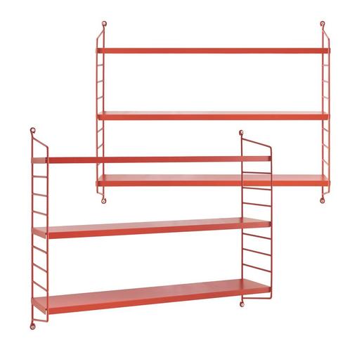 Wandplank Strängnäs set van 2 verstelbaar 50x60x15 cm rood [, Huis en Inrichting, Woonaccessoires | Wandplanken en Boekenplanken