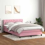 vidaXL Boxspring met matras fluweel roze 140x210 cm, Huis en Inrichting, Verzenden, Nieuw, Stof