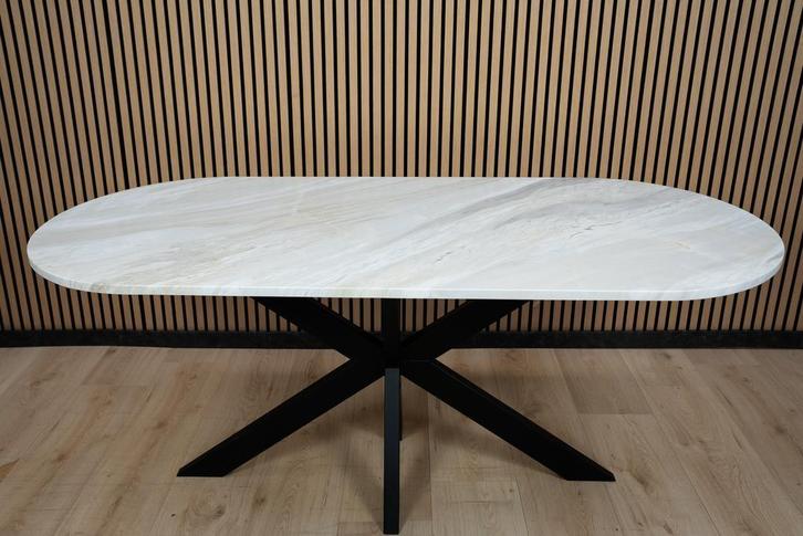 Exclusieve Marmeren Tafel  Ajax Bootvorm Wit NU VOOR €1399!, Huis en Inrichting, Tafels | Eettafels, 50 tot 100 cm, 200 cm of meer