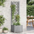 vidaXL Plantenbak met latwerk 43x43x142 cm PP steengrijs, Tuin en Terras, Bloembakken en Plantenbakken, Kunststof, Verzenden, Minder dan 60 cm