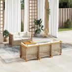 vidaXL 6-delige Loungeset met kussens poly rattan beige, Tuin en Terras, Verzenden, Nieuw, Rotan, Loungeset