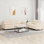 vidaXL 2-delige Loungeset met kussens microvezelstof beige, Huis en Inrichting, Banken | Bankstellen, Verzenden, Nieuw, Vierpersoons of meer
