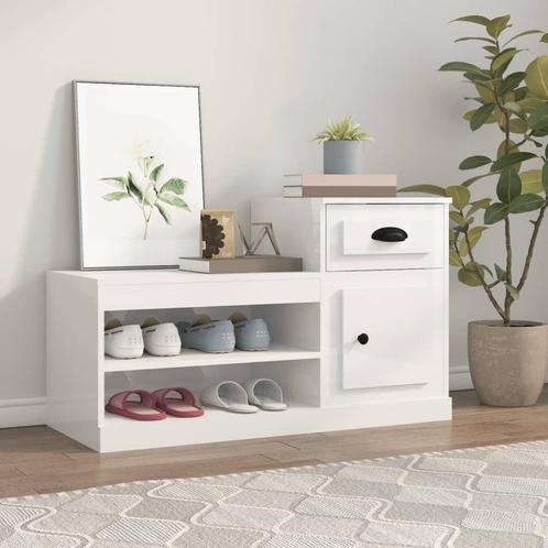 vidaXL Schoenenkast 100x42x60 cm bewerkt hout hoogglans wit, Huis en Inrichting, Kasten | Schoenenrekken, Nieuw, Verzenden