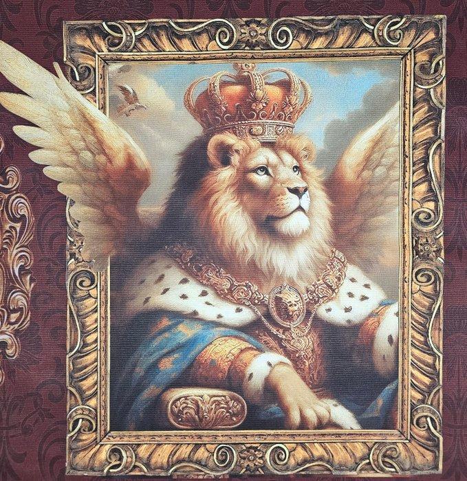 Decoratief paneel Ritratti di maestosità Leonine, Antiek en Kunst, Antiek | Kleden en Textiel