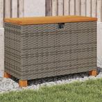 vidaXL Tuinbox 80x40x48 cm poly rattan en acaciahout grijs, Verzenden, Nieuw