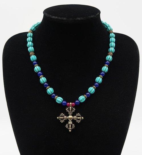 Howliet turquoise, saffier, robijn - Boeddhistische ketting, Antiek en Kunst, Antiek | Boeken en Bijbels