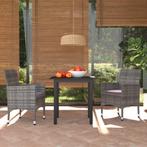 vidaXL 3-delige Tuinset met kussens poly rattan grijs, Tuin en Terras, Tuinsets en Loungesets, 2 zitplaatsen, Nieuw, Tuinset, Verzenden