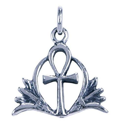 Zilveren Ankh met lelie ketting hanger, Sieraden, Tassen en Uiterlijk, Kettinghangers, Verzenden