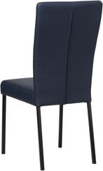 Blauwe leren moderne eetkamerstoel - poot vierkant zwart - H, Huis en Inrichting, Stoelen, Overige kleuren, Nieuw, Leer, Ophalen of Verzenden