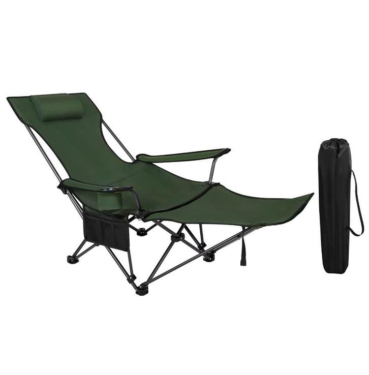 Opvouwbare Campingstoel Groen of Grijs - Tuinstoel met hoes, Tuin en Terras, Tuinstoelen, Nieuw, Inklapbaar, Stapelbaar, Verstelbaar