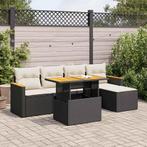 vidaXL 6-delige Loungeset met kussens poly rattan acacia, Verzenden, Nieuw, Rotan, Loungeset