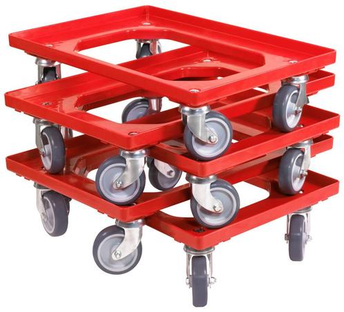 Dolly 60x40x15 Rood met 4 rubberen zwenkwielen, Nieuw - Set, Zakelijke goederen, Kantoor en Winkelinrichting | Magazijn, Stelling en Opslag