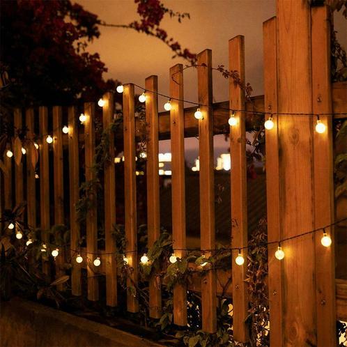 Solar lichtslinger Bubble met 50 warm witte led lampen, Tuin en Terras, Buitenverlichting, Waterbestendig, Led, Licht-donker-sensor