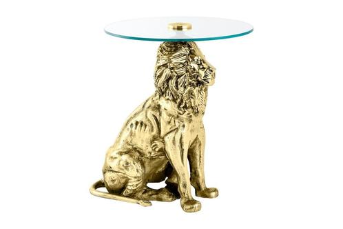 Side table WILDLIFE LION 60cm antique goud - 44827, Huis en Inrichting, Tafels | Sidetables, Ophalen of Verzenden