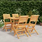 vidaXL 5-delige Tuinset massief teakhout, 4 zitplaatsen, Verzenden, Nieuw, Tuinset