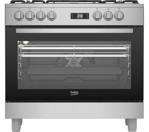 Beko Pro GF15320DXNS Fornuis 90 cm Gas/Elektrisch 5 pits, Witgoed en Apparatuur, Fornuizen, Vrijstaand, 5 kookzones of meer, Nieuw