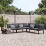 vidaXL 4-delige Loungeset met kussens aluminium zwart, Verzenden, Nieuw, Aluminium, Loungeset