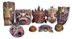 Themacollectie - 9 grote houten maskers uit Aziatische, Antiek en Kunst, Kunst | Niet-Westerse kunst