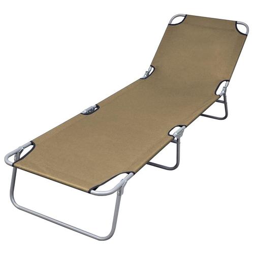 vidaXL Ligbed inklapbaar met verstelbare rugleuning taupe, Tuin en Terras, Ligbedden, Nieuw, Verzenden