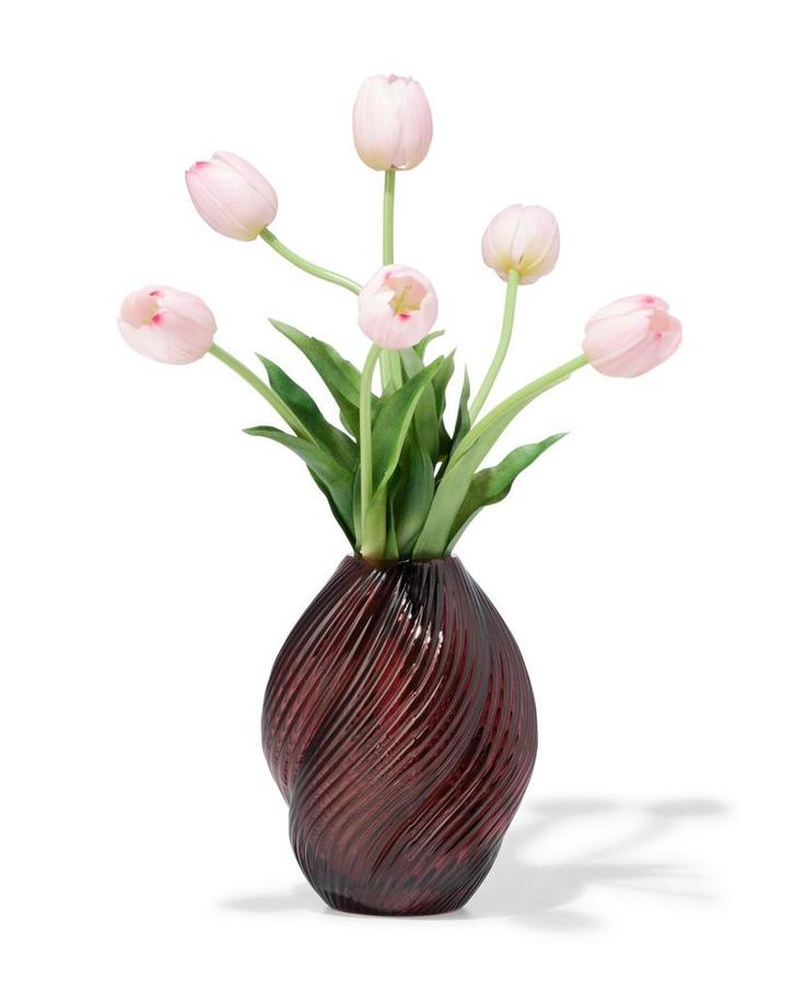 051 Vaas 7x21cm glas twist bruin 2e halve prijs, Huis en Inrichting, Woonaccessoires | Vazen, Nieuw, Verzenden