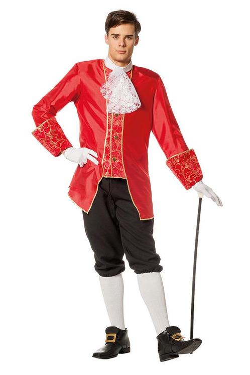 Markies Kostuum Luxe Rood Zwart, Kleding | Heren, Carnavalskleding en Feestkleding, Nieuw, Verzenden