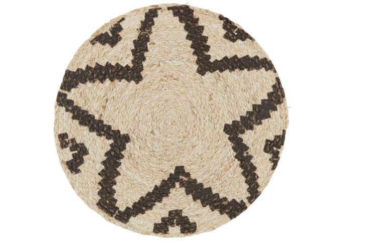 Wanddecoratie schrijf rond zwart/naturel ster  38cm, Tuin en Terras, Tuinwanddecoratie, Verzenden