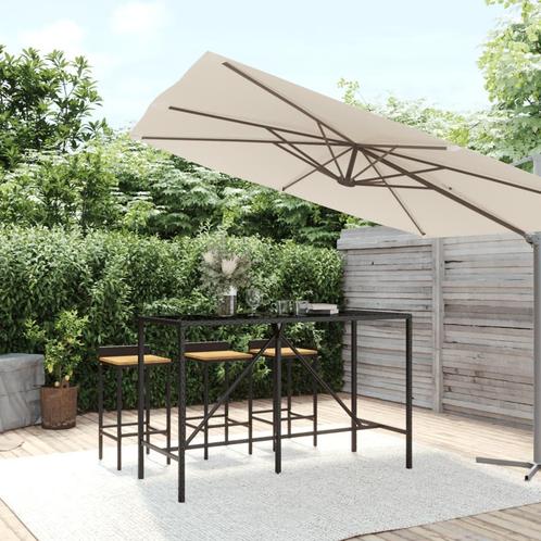 vidaXL Bartafel met glazen blad 180x70x110 cm poly rattan, Tuin en Terras, Tuintafels, Nieuw, Verzenden