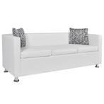 vidaXL Driezitsbank kunstleer wit, Verzenden, 150 tot 200 cm, Leer, Driepersoons