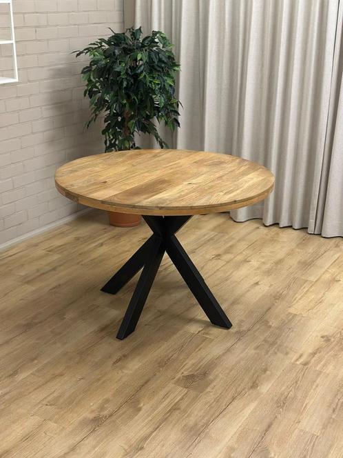 !ACTIE! BRAM RONDE MANGOHOUT TAFEL 5 MATEN LEVERBAAR !, Huis en Inrichting, Tafels | Eettafels, 100 tot 150 cm, 100 tot 150 cm