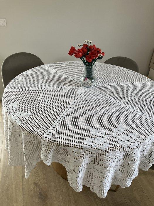 Tafelkleed - 210 cm - 210 cm - Rond haakgaren, Antiek en Kunst, Antiek | Kleden en Textiel