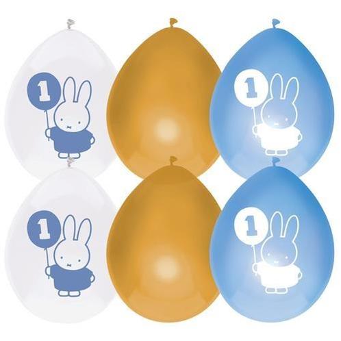 Ballonnen Verjaardag 1 Jaar Nijntje Blauw/Goud (6st), Hobby en Vrije tijd, Feestartikelen, Nieuw, Ophalen of Verzenden