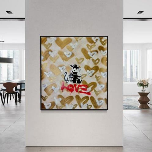 Timo Wedell (1994) - Gold Rush Rat Like Banksy - XXL · No, Antiek en Kunst, Kunst | Schilderijen | Modern