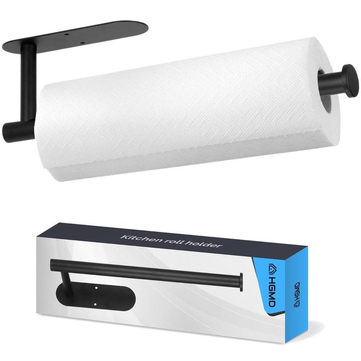 HGMD Keukenrolhouder - Zelfklevend en / of Boren - Zwart, Huis en Inrichting, Keuken | Keukenbenodigdheden, Nieuw, Verzenden